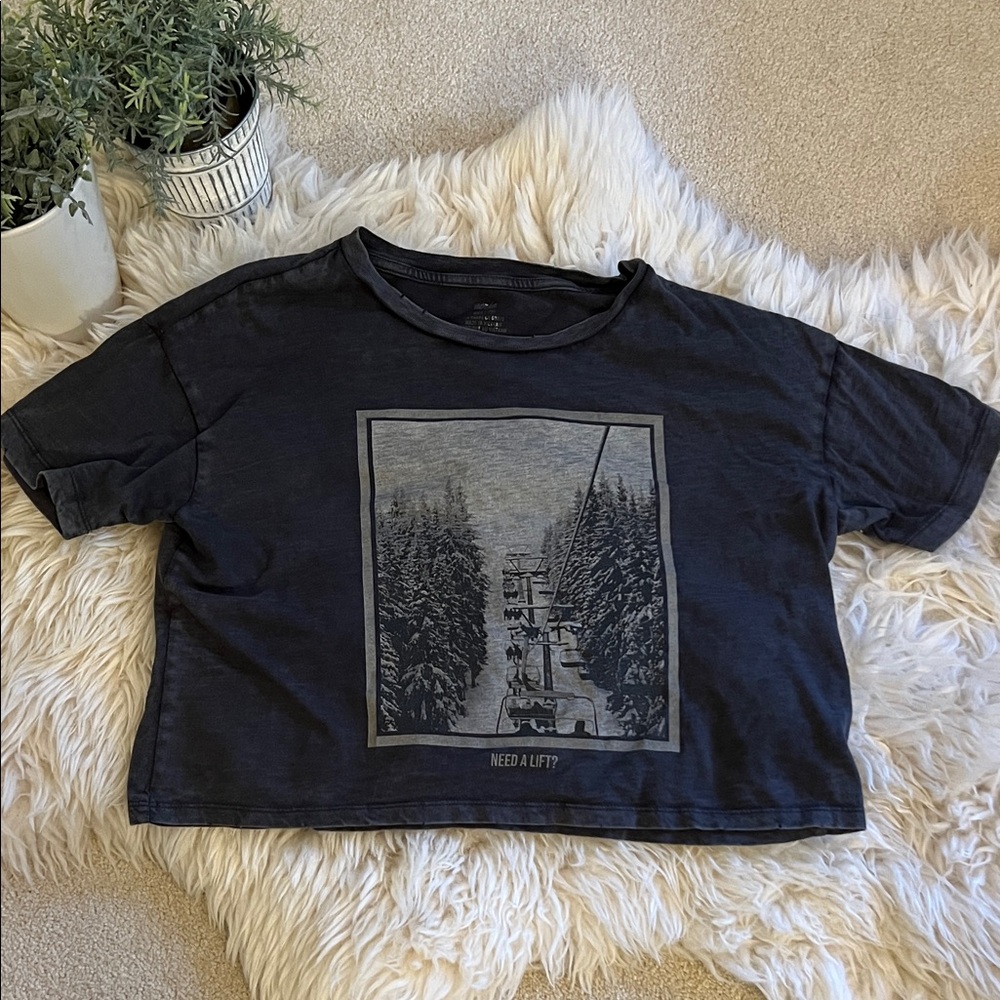 Aerie acid washed, distressed, crop top ski lift XXS